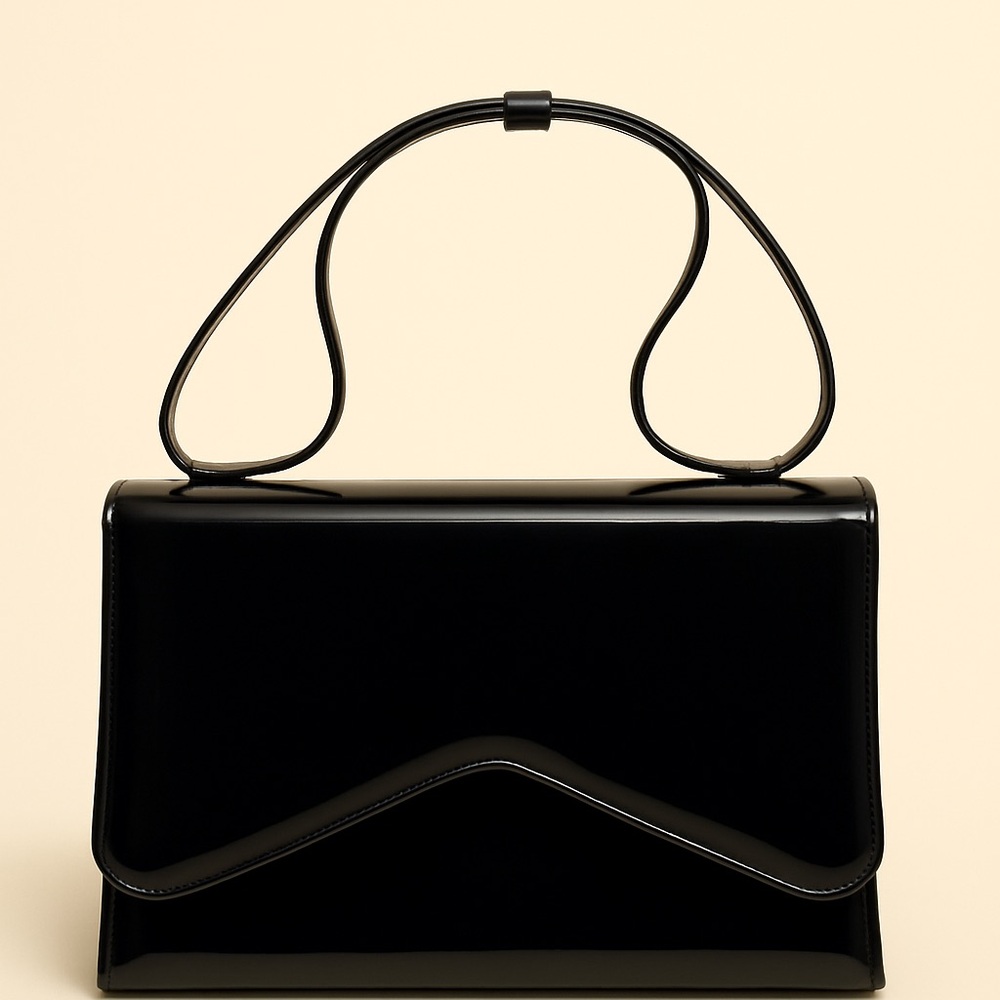 1960s Vintage Theodore Black Patent Leather Handbag